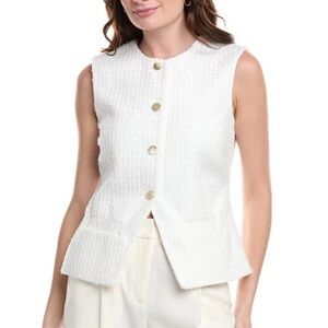 Nanette Lepore White Sleeveless Button-Down Top